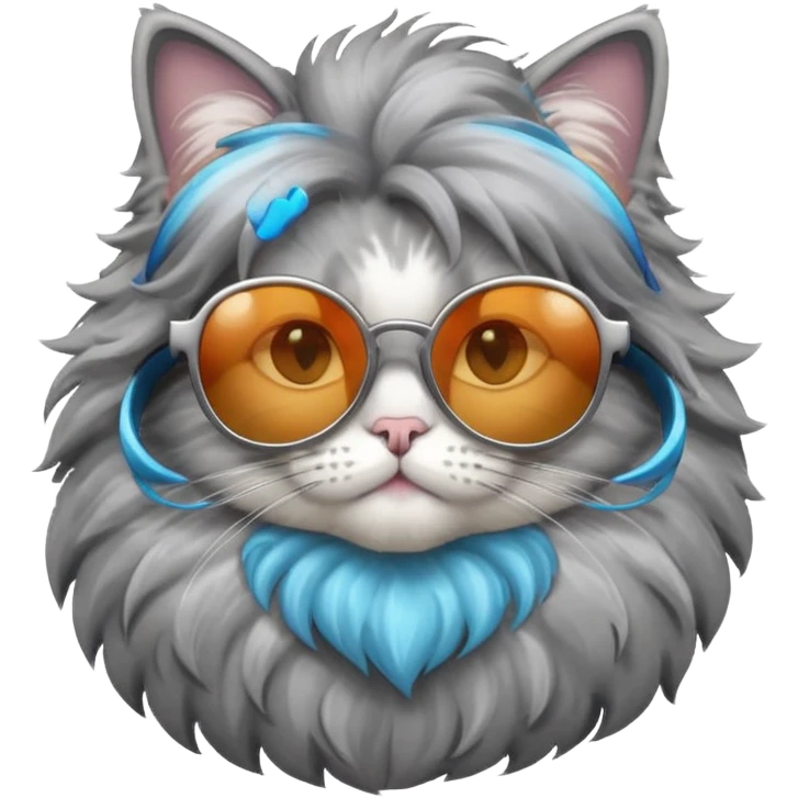 cat with sunglasses and magical, voluminous studio hair emoji