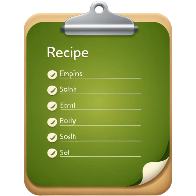 Small icon emoji of recipe sheet, minimum details, green #36a767 main color emoji