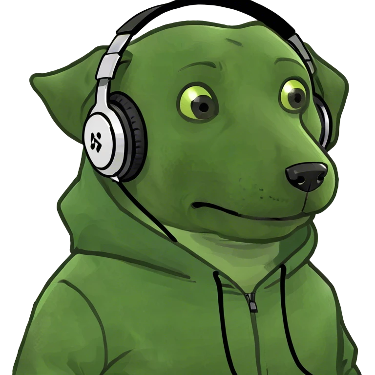 Dog wearing a hoodie and headphones  emoji