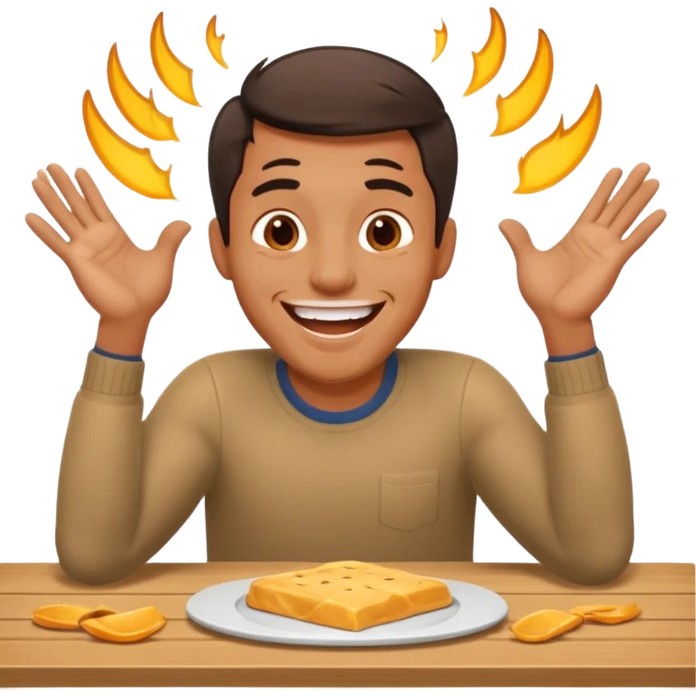 A man is laughing and banging with both hands on the table in front of him emoji