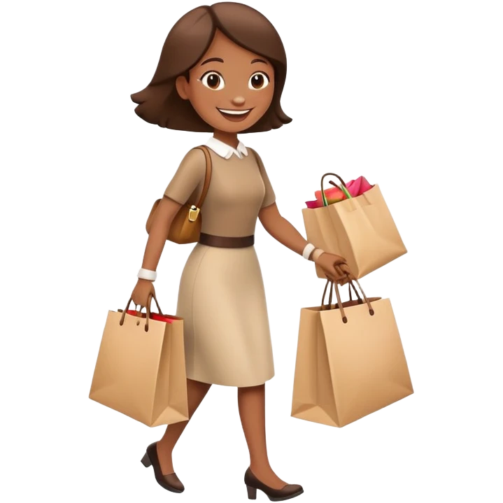 cartoon character happily carrying shopping bags emoji