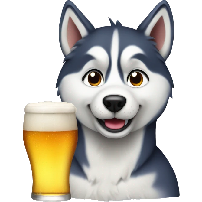 husky with beer emoji