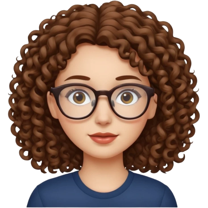 White girl with curly brown hair and glasses emoji