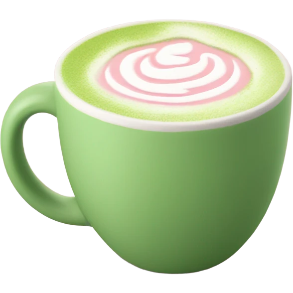 matcha latte in a pastel pink mug  emoji