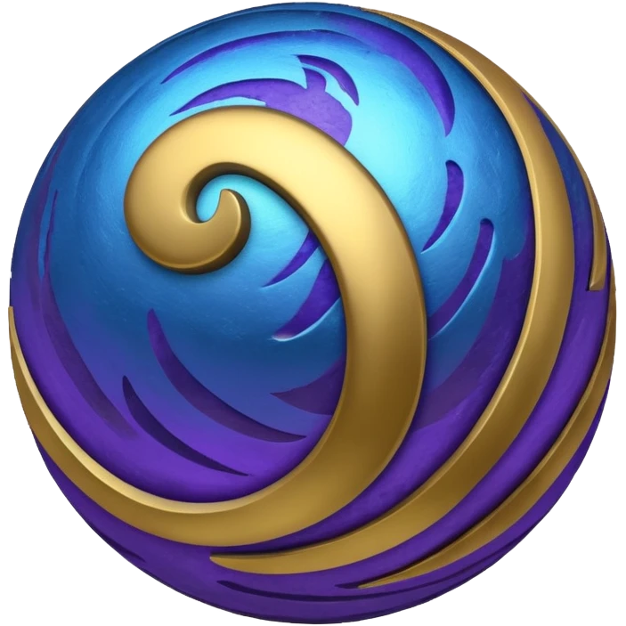 metallic sphere emoji for Mercury, with swirling blue, gold, and purple shades, emphasizing rough terrain emoji