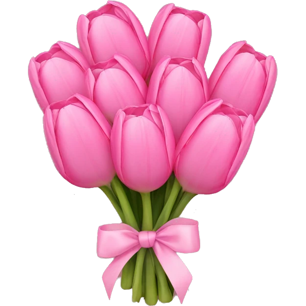 Bouquet of pink tulips wrapped in a pink bow emoji