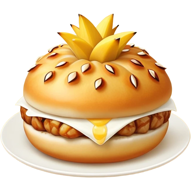 pineapple roast pork bun with golden crust emoji