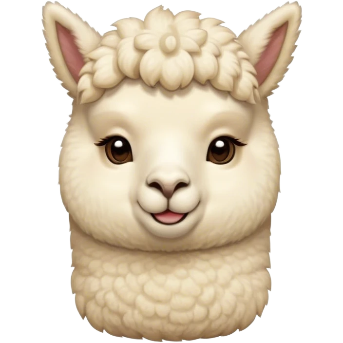 Meme-Worthy Cute Sleeping Cream Alpaca Portrait Emoji, Head resting peacefully with a contented smile, showcasing a delightfully robust build and a luxuriously soft cream fleece, eyes shut in a serene nap, Simplified yet hilariously adorable features, highly detailed, glowing with a soft, drowsy light, high shine, relaxed and utterly lovable, stylized with an air of playful laziness, bright and heartwarming, soft glowing outline, capturing the essence of a comically sleepy alpaca, so meme-worthy it feels like it could instantly become the next viral sensation of adorable slumber! emoji