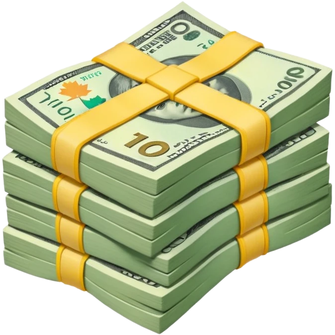 make a stack of candian dollars held togethher one rubber emoji