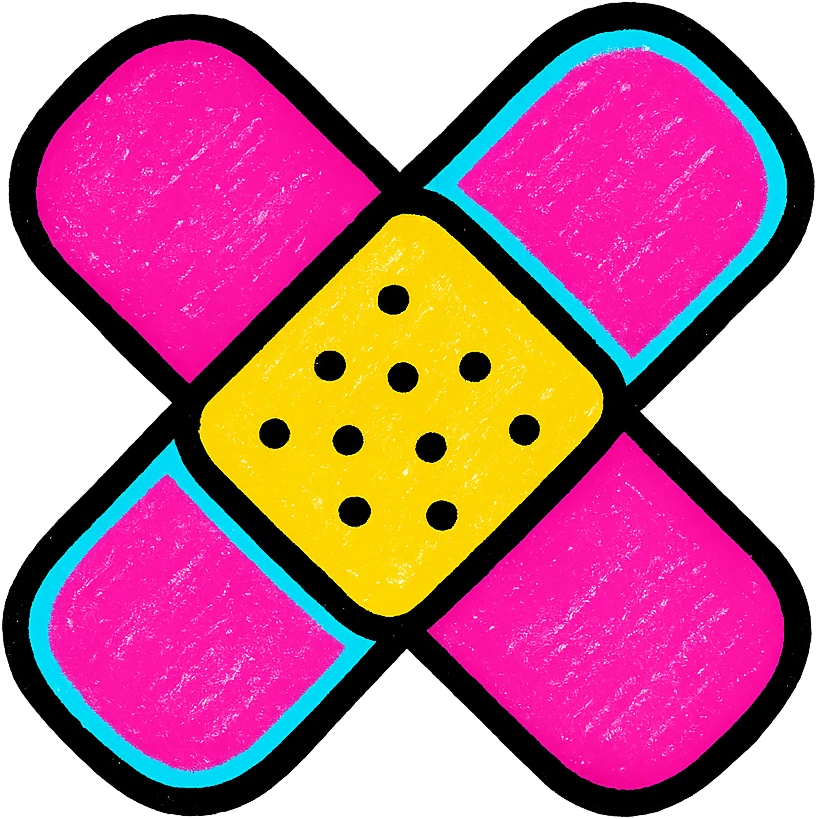 bandage, vibrant and bold, pop colors style emoji