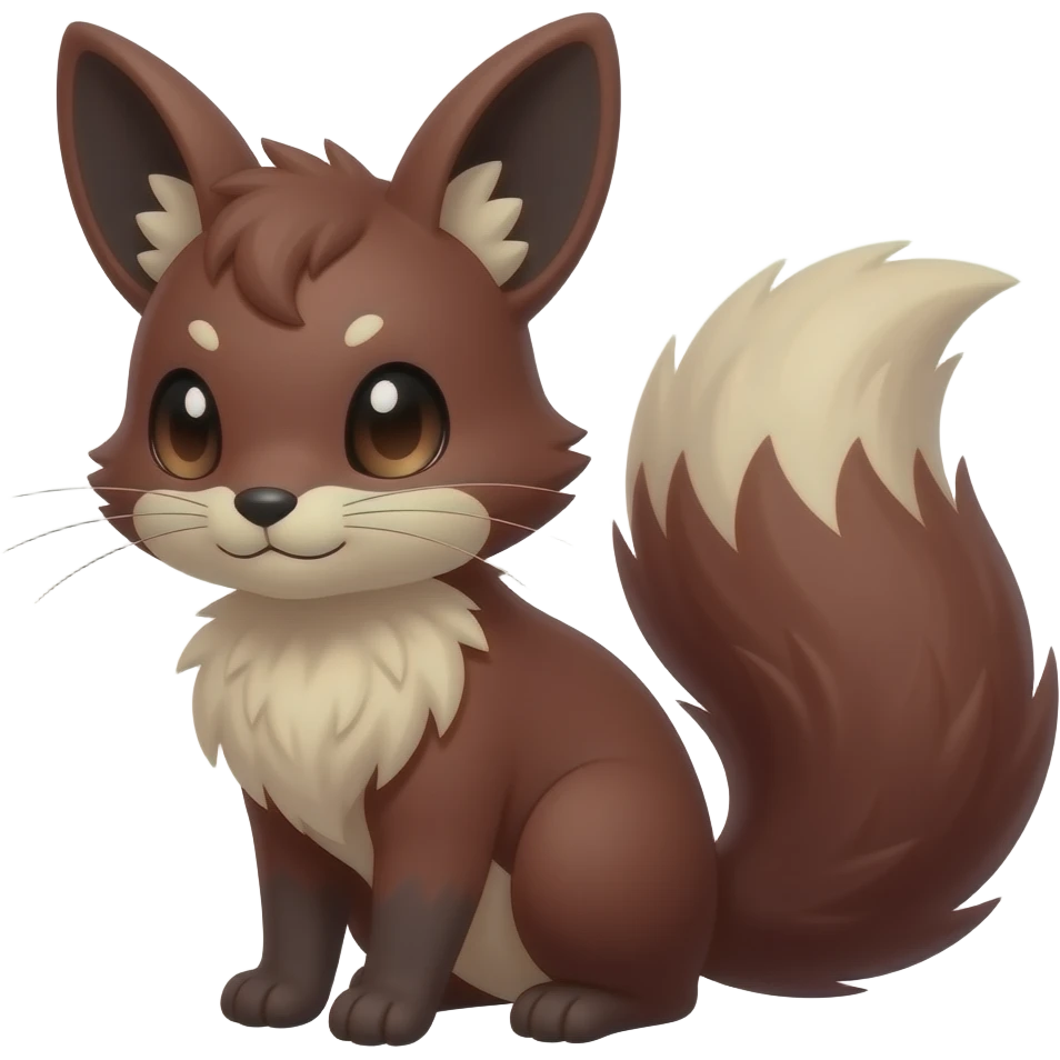 Dark Brownish red soft natural realistic romantic vintage antique divine beautiful elegant pretty precious cute young youthful Fakémon-Pokémon-alien-Furret-feline-rodent-hybrid-creature (full body) emoji