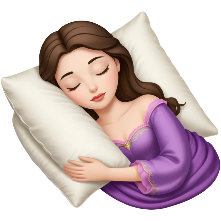 sleeping beauty brunette white girl with a silk pillow emoji