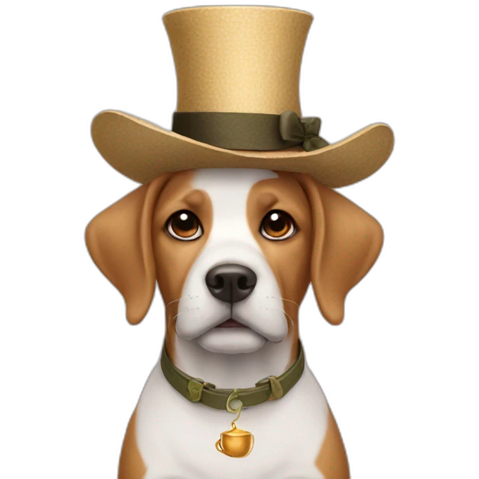 Dog with a tea hat emoji