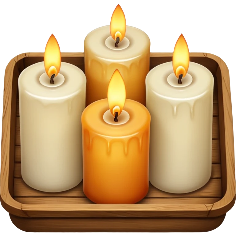 Three candles in a wood tray emoji