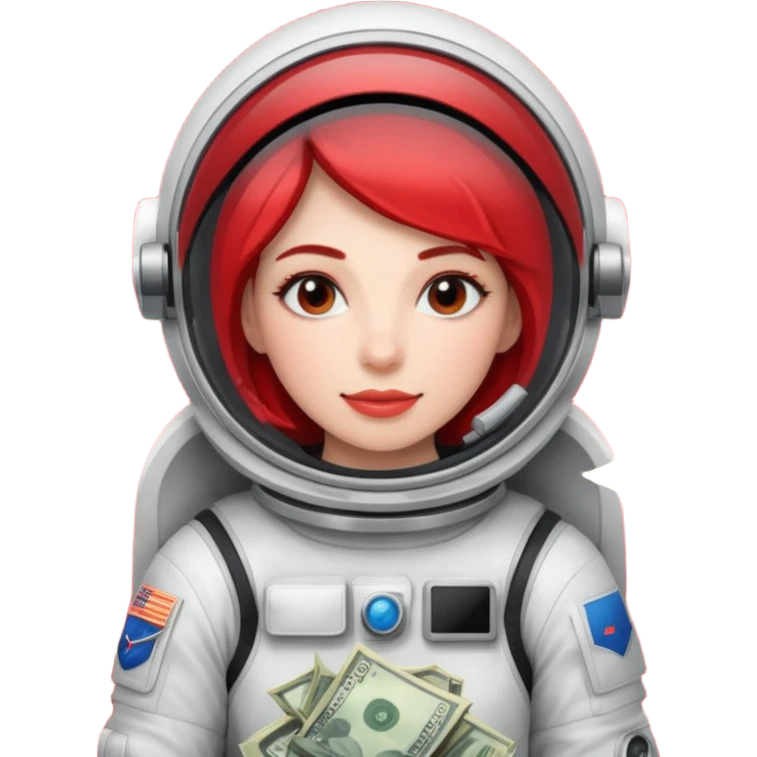 woman, Money astronaut, red and black design emoji
