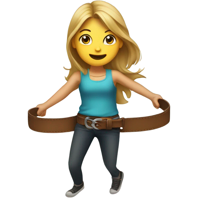 Girl swinging a belt emoji