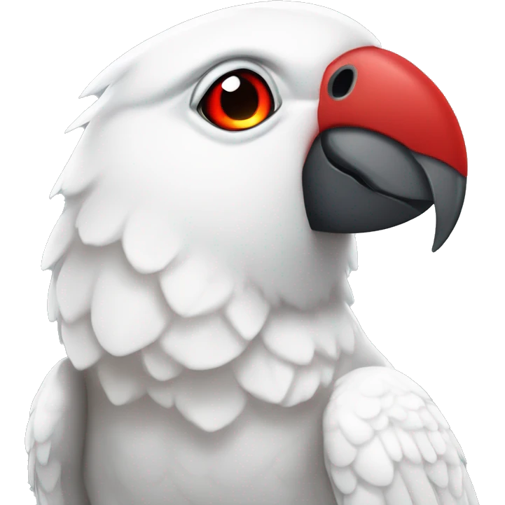 White parrot with red beak and red eyes emoji