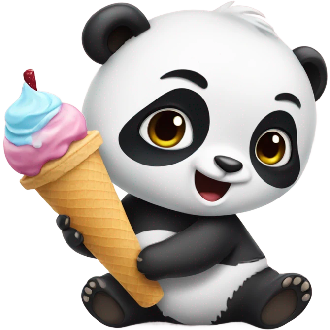 Panda eating ice cream emoji