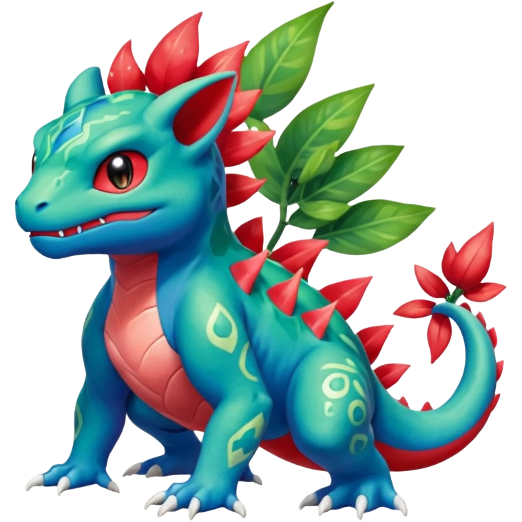 Shiny Aural Bulbasaur-Charmeleon-Inteleon-Sceptile-Greninja-Fakémon-fusion (full body) emoji