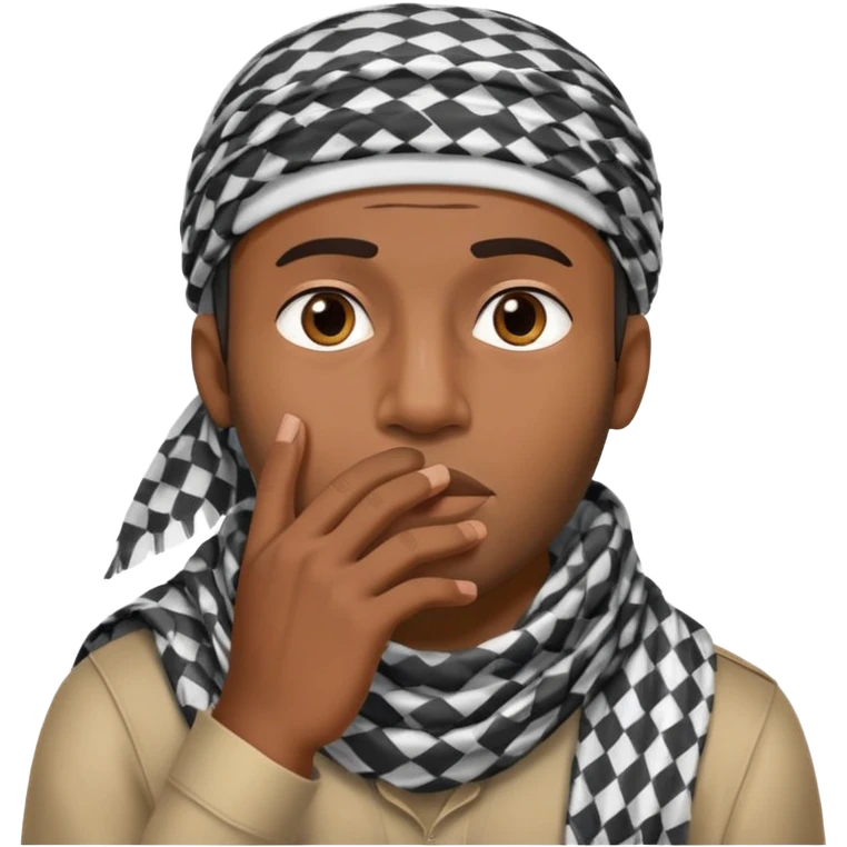 Homem preto com a coisa dos palavrões em cima da boca com um chapéu de habibi na cabeça  emoji