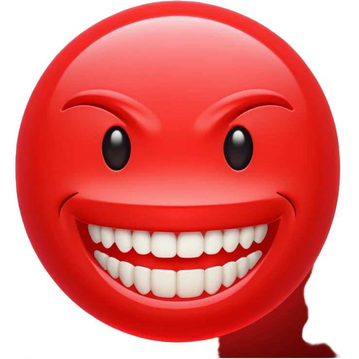 can you make me a red neon emoji out of the word "Ego" with teeth beside it  emoji
