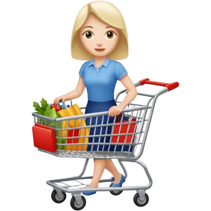 A woman pushing a shopping cart emoji