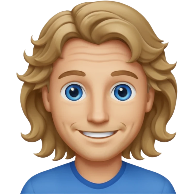 Man with wavy dark blonde hair and blue eyes  emoji