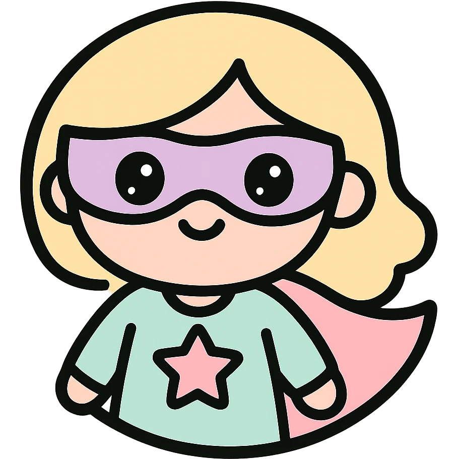 little alchemy style icon
subject: super human
border: medium-black
shape: round, circular
background: white
style: full color fill with medium black outlining emoji