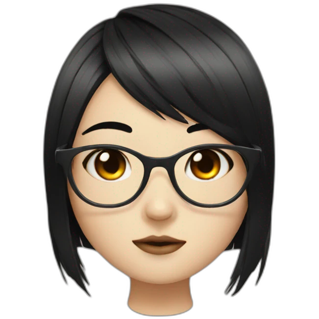 Chinese Emo girl with glasses and black hair emoji