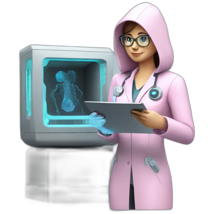 Futuristic-Biomedical-Engineer-studying-hologram-3d-model-of-breast emoji