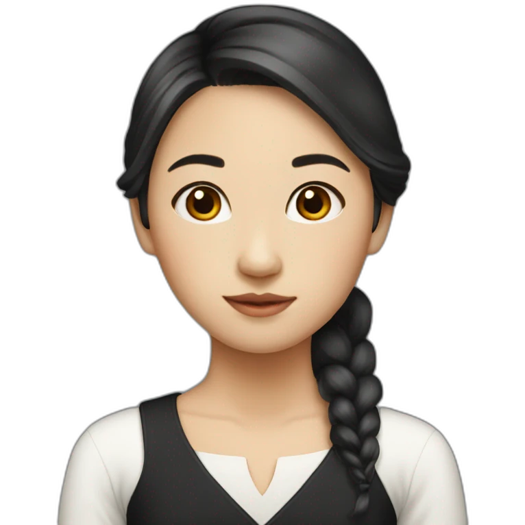 asian girl 2024, in the dress, color hair black  emoji