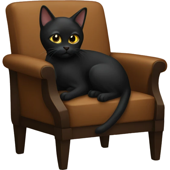 Black cat on a brown chair emoji