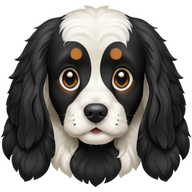 Собака русский кокер спаниель черно-белого цвета emoji