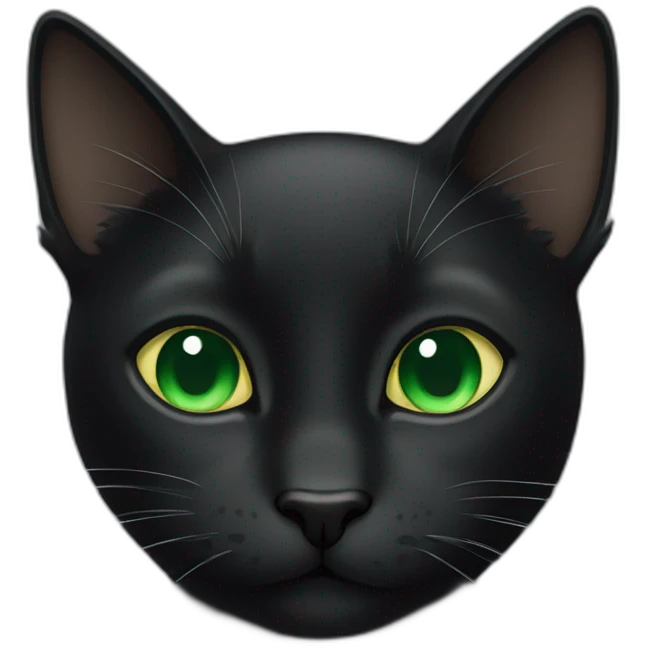 Black Cat with Green eyes, stick out  emoji