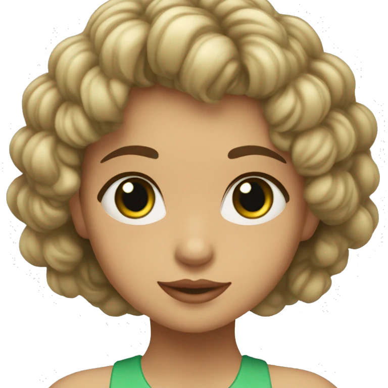Niña morena con muchos rizos largos y ojos verdes claros emoji
