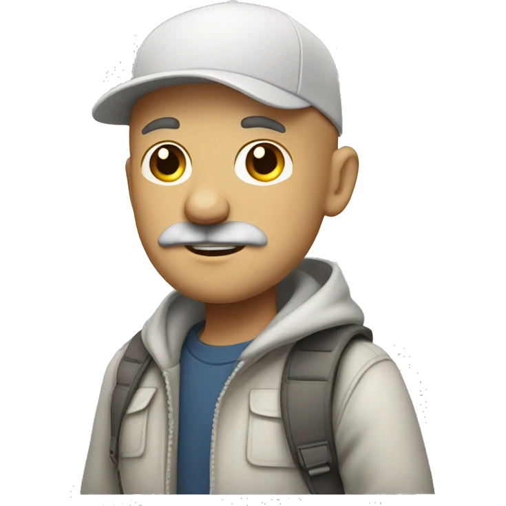 walking young bald white man wearing cap with soft beard & moustache emoji