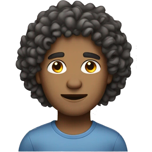 curly hair man with a middle part emoji