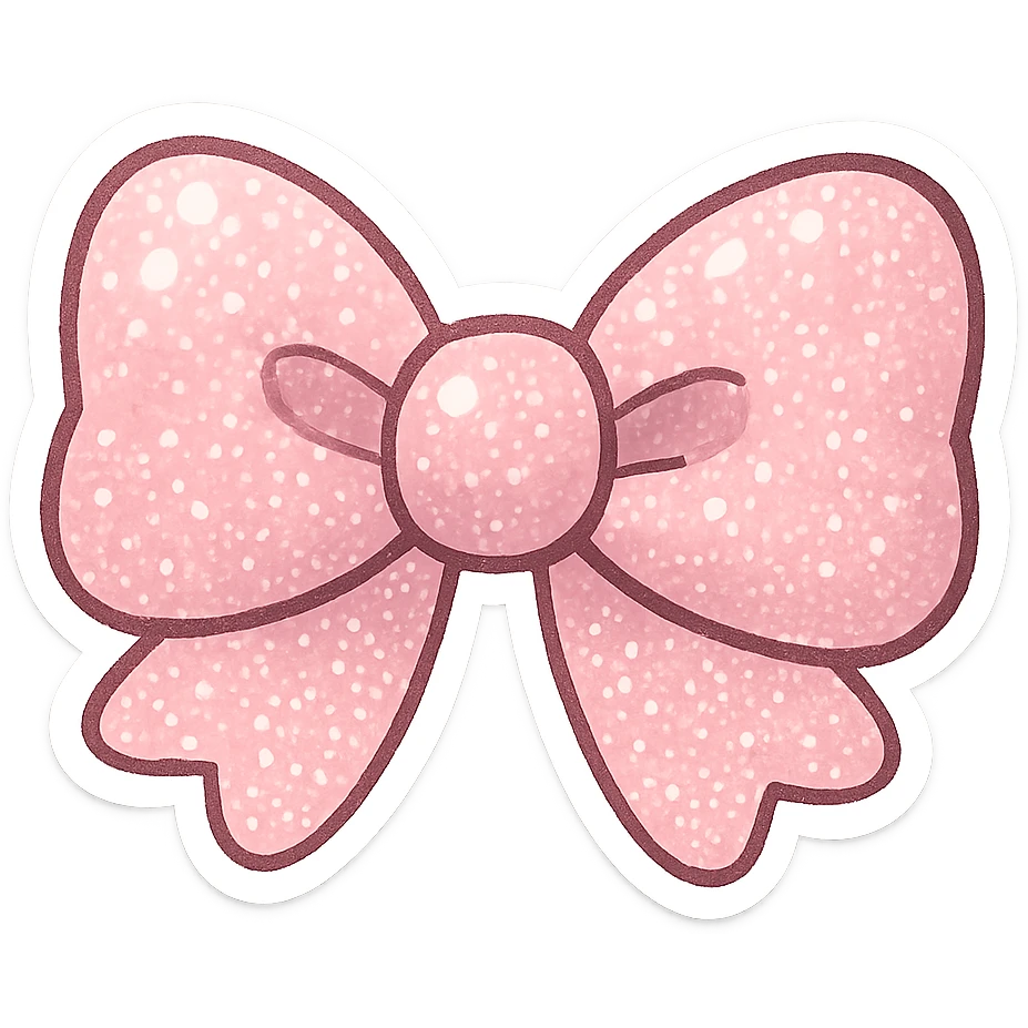 Glitter bow object, cute, shiny, no background emoji