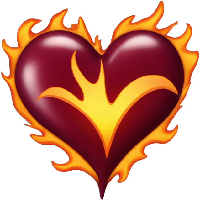 Burgundy heart on fire emoji