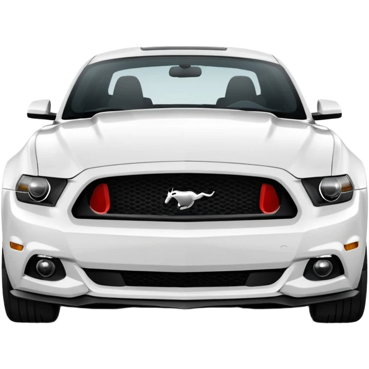 Make a 2013 mustang with a familiar look of an iPhone emoji and make the emoji have a front view of the Mustang and make the Mustang be white emoji