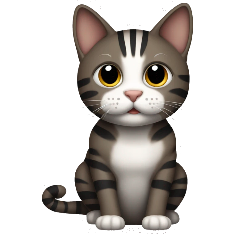 dark brown, black and grey striped cat emoji