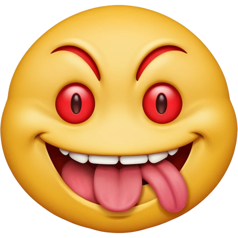 Insane smiley face who’s greedy and has red tired eyes evil with tongue out  emoji