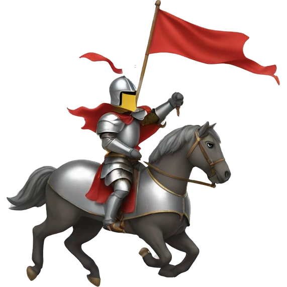 Knight on a running horse with a big flag emoji