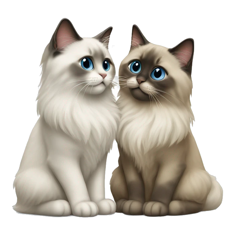 two ragdoll cats kissing emoji