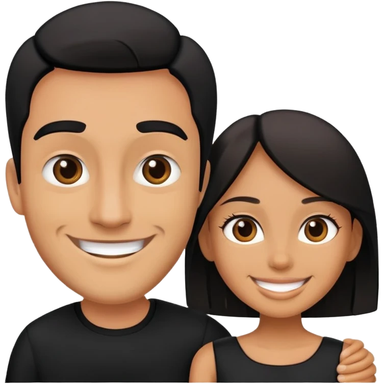 smiling couple in black attire emoji