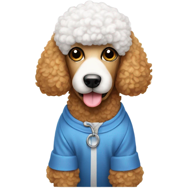 Dog wearing a poodle emoji