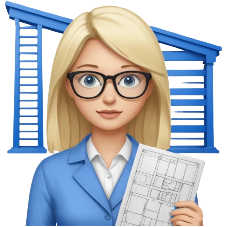Blonde avec yeux bleus qui est architecte , cheveux lisses emoji