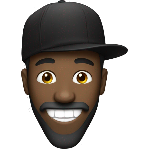 Head of man with beard and black Jordan hat laughing emoji