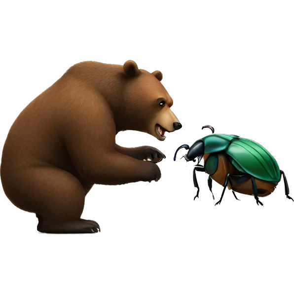 Bear hitting a beetle  emoji