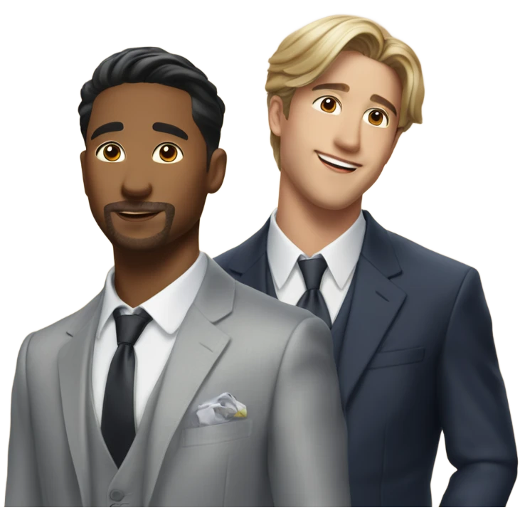 Two rich beautiful man’s are talking about business one looks like JK and another like RM from BTS emoji